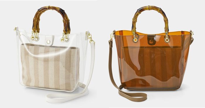 Bamboo handle clear tote bag $179