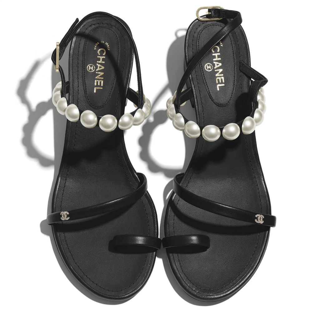涼鞋 小羊皮及珍珠 黑色 HK$ 8,600