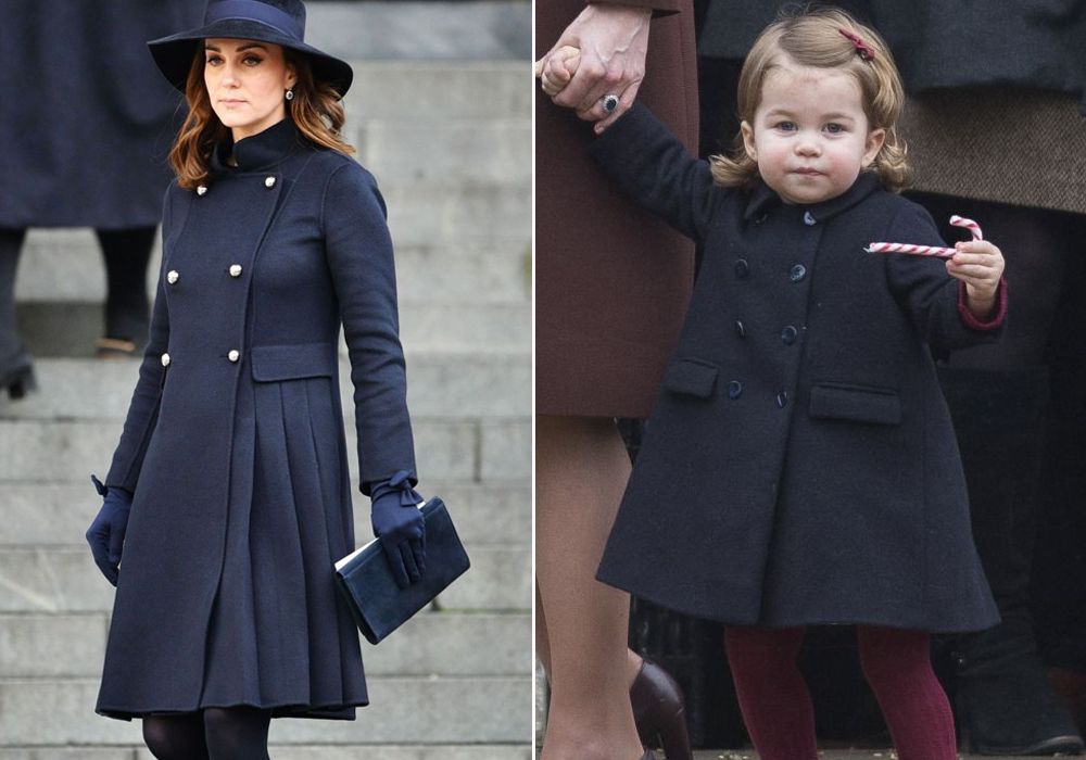 凱特王妃和夏洛特公主都有穿深藍色的長褸。