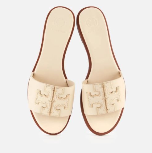 Tory Burch Women's Ines Leather Slide Sandals - New Cream/Gold 原價HK$ 2214.5 | 香港售價HK$2400 | 限時67折 HK$1483.7 