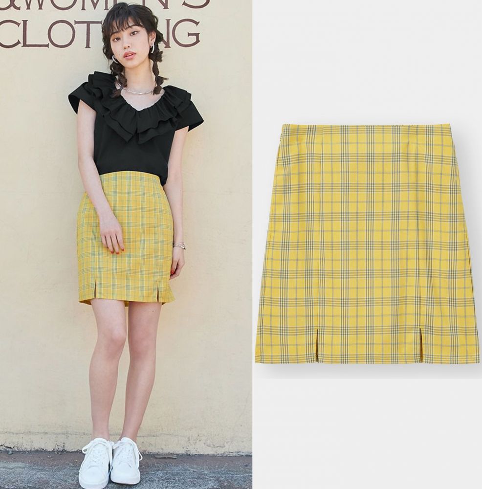 Checked mini skirt  原價：HK$149｜現售：HK$99