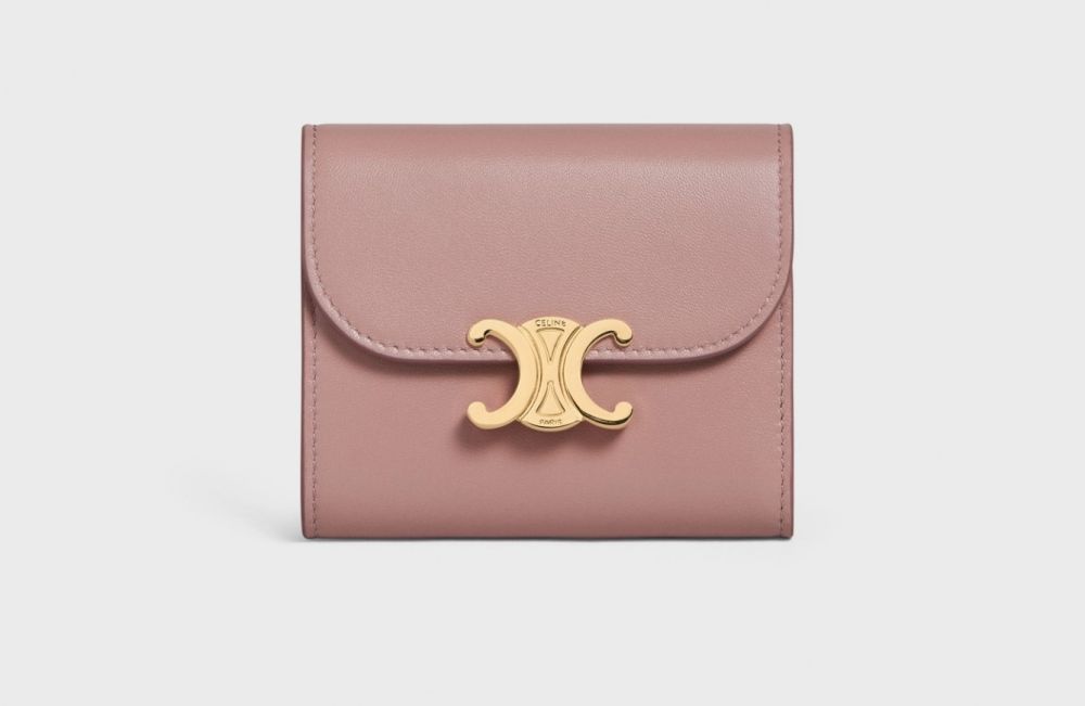 CELINE SMALL TRIOMPHE WALLET IN SHINY SMOOTH LAMBSKIN VINTAGE PINK HK$ 5,500