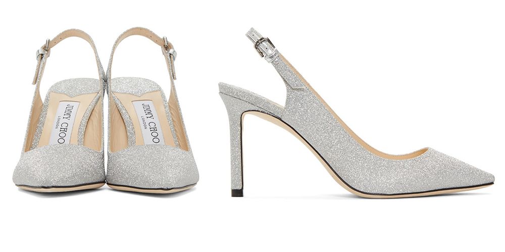 Silver Fine Glitter Erin 85 Slingback Heels (原價HK$4,620│特價HK$2,172)