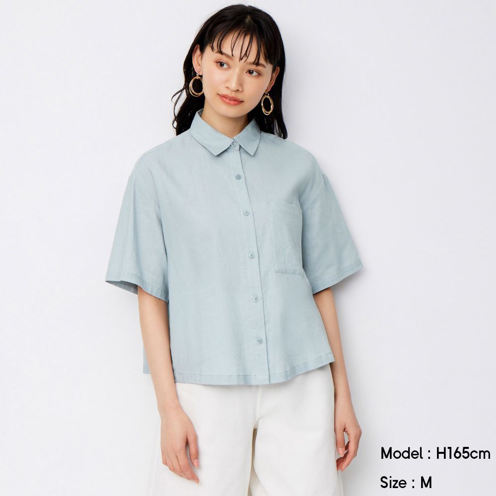 Linen blend oversized shirt│HK$149