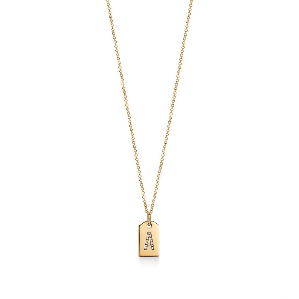 TIFFANY & CO. Tiffany Charms 18K黃金鑲鑽石迷你字母吊飾  價格以官方為準