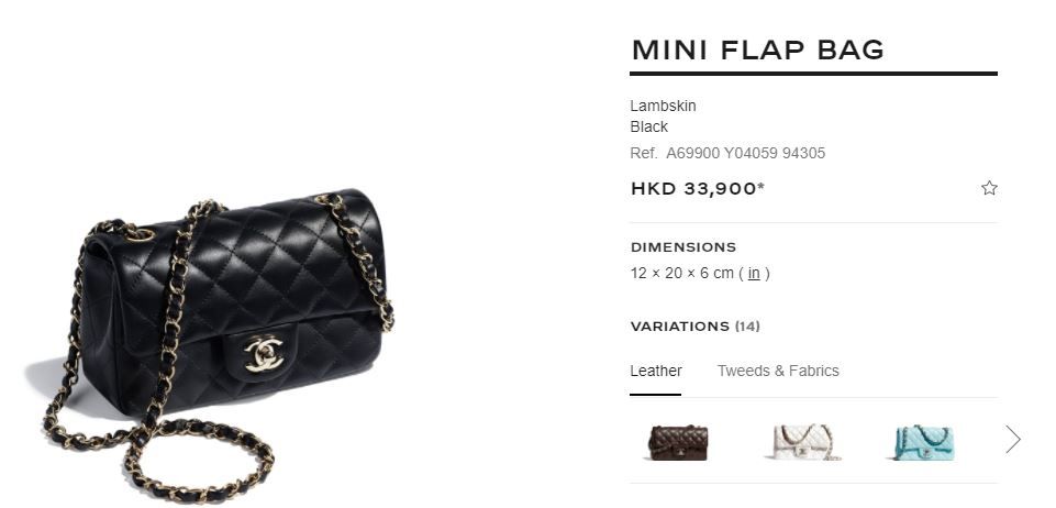 NEW MINI FLAP BAG HKD 33,900（舊價參考HKD 30,500）