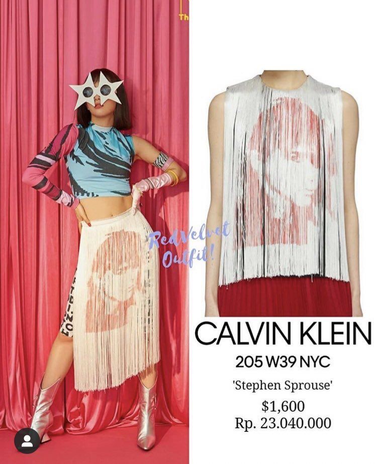 造型師不但把原本是Calvin Klein背心，改造成一條設計感十足的半身裙。(圖片來源：IG@redvelvetoutfit)
