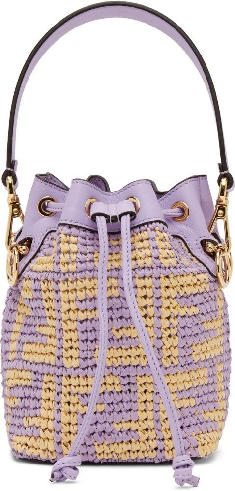 Purple Raffia Mini 'Forever Fendi' Mon Trésor Bucket Bag | 原價 HK$ 15800 | 37% OFF 優惠價 HK$ 9954