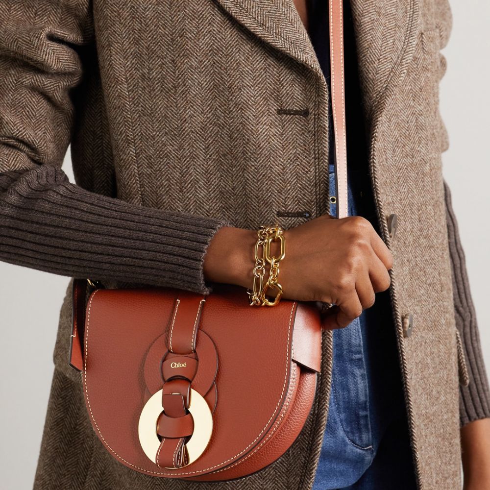 Darryl small textured-leather shoulder bag #Brown 香港專櫃售價$HK$ 10,000｜退稅價£791.67 (約港幣$8,379)