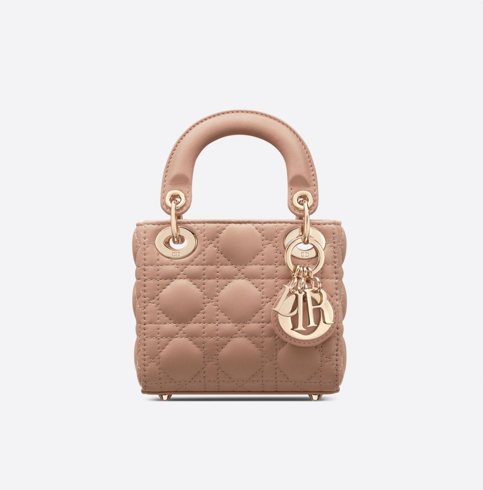 微型 LADY DIOR 手袋 (Rose des Vents Cannage 藤格紋圖案羊皮) HK$27,500｜12 x 10 x 5 厘米