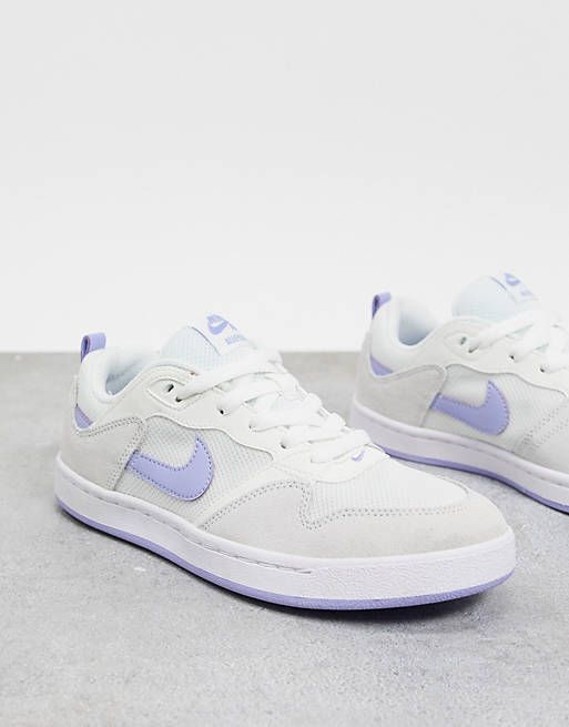 Nike SB Alleyoop trainers in white and blue 原價：HK$497.35│特價：HK$149.21