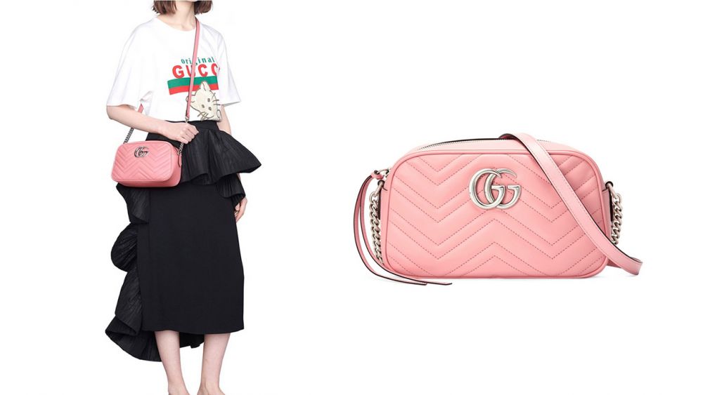 GG Marmont Small Shoulder Bag in Pastel Pink   原價 HK$ 14,920 | 現售 HK$ 12,690