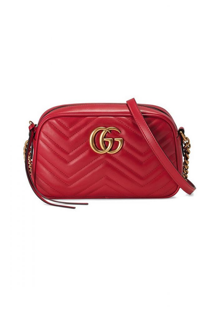 GG Marmont Matelasse Small Shoulder Bag in Hibiscus Red | 原價 HK$ 14,920 | 現售 HK$ 12,690