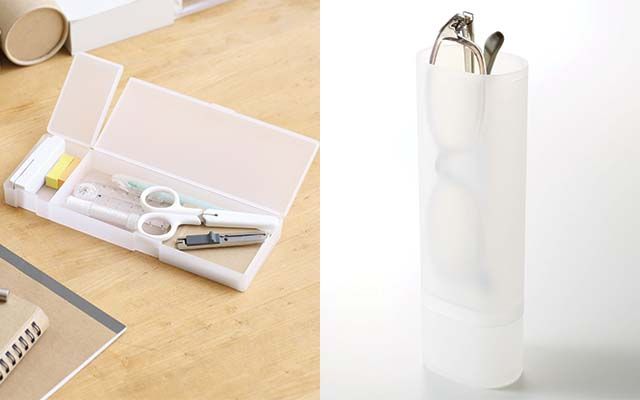 PP筆盒 / PP眼鏡小物盒（原價：HK$12 – HK$20｜優惠價：八折）  PP素材輕巧耐用，便於攜帶外出使用，適合用作收納常用文具、眼鏡等小物。