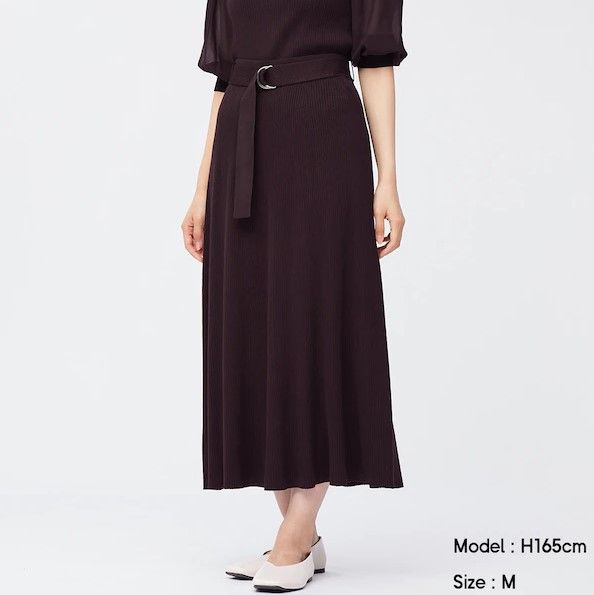 Rib knit belted skirt｜¥2,490