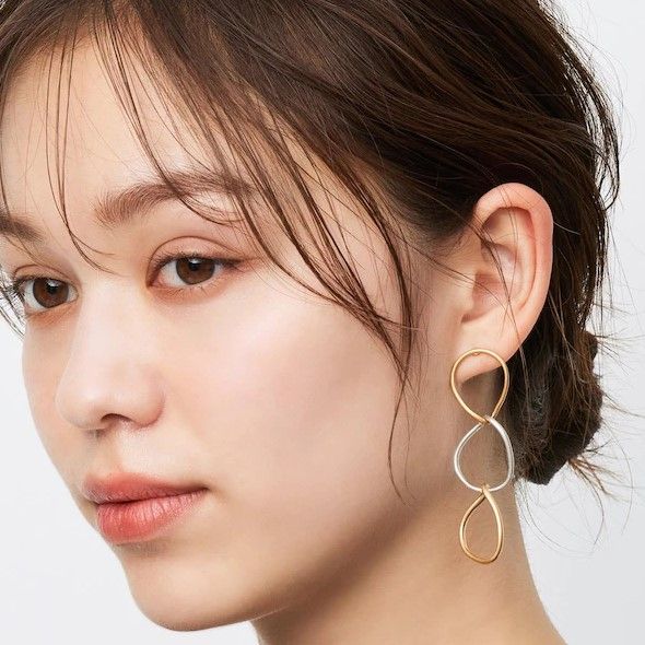 Asymmetric circle earrings set｜¥790