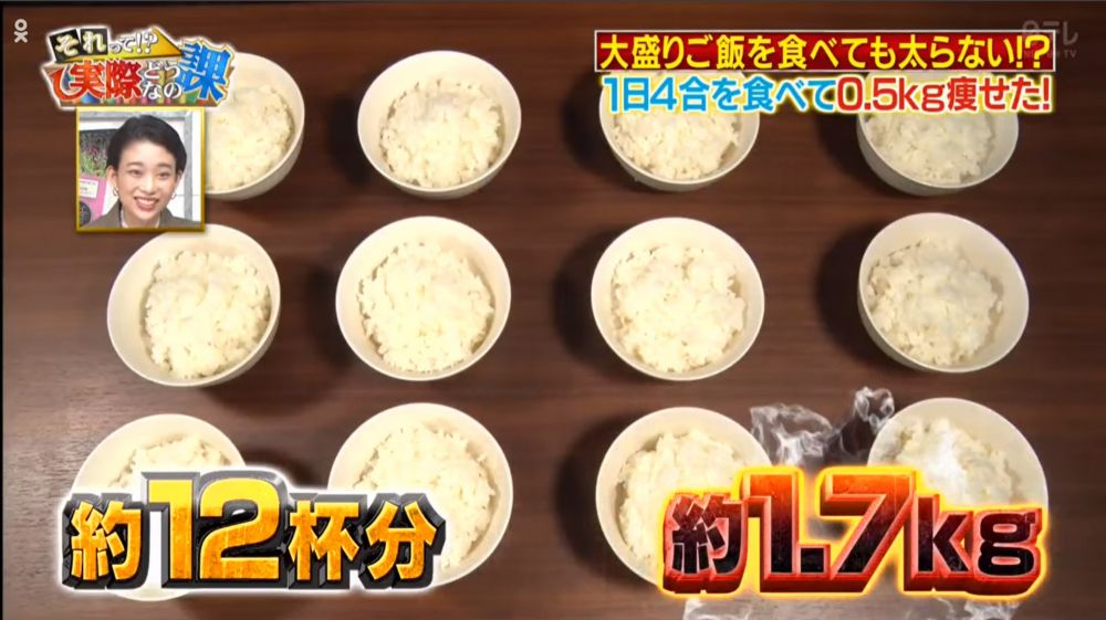 接下來的2天，白飯的份量亦逐日增加至12碗