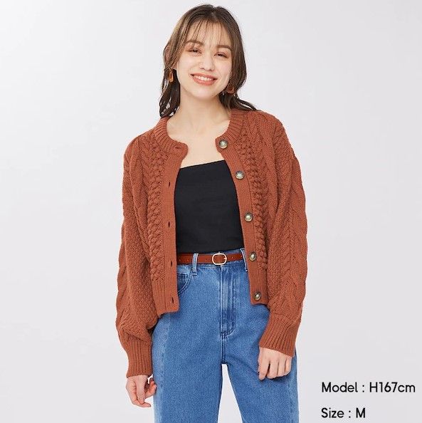 Cable cropped cardigan｜HK$199