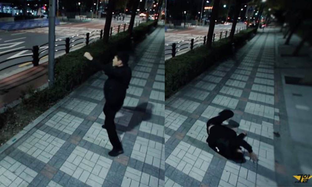 從閉路電視拍攝到的畫面可見，楊基元在街道上多次對著空氣揮拳踢脚，甚至狀似被擊倒一樣，在空無一人路邊倒下。