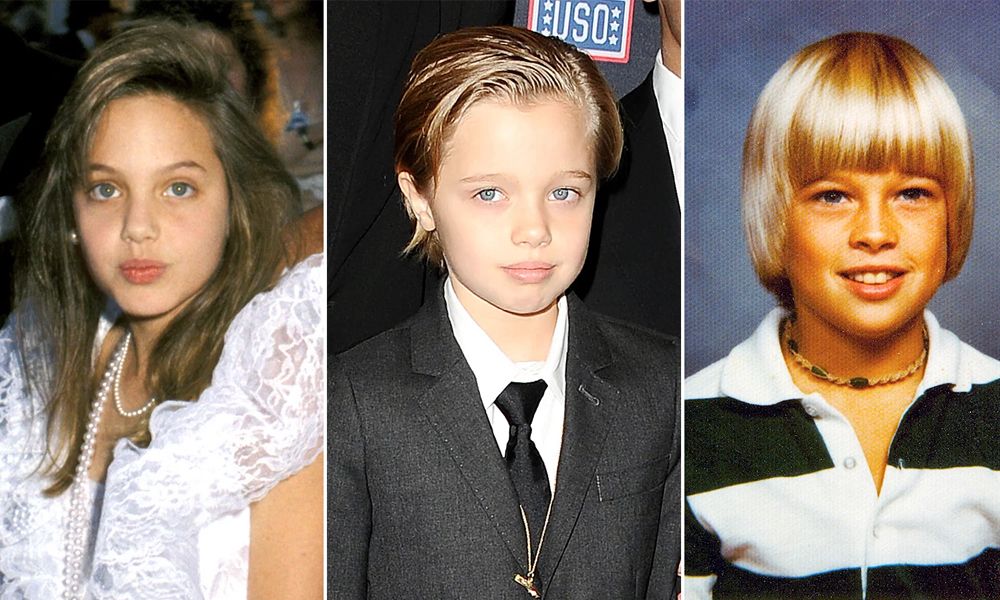 左：安祖蓮娜祖莉；中：Shiloh Jolie-Pitt；右：畢彼特