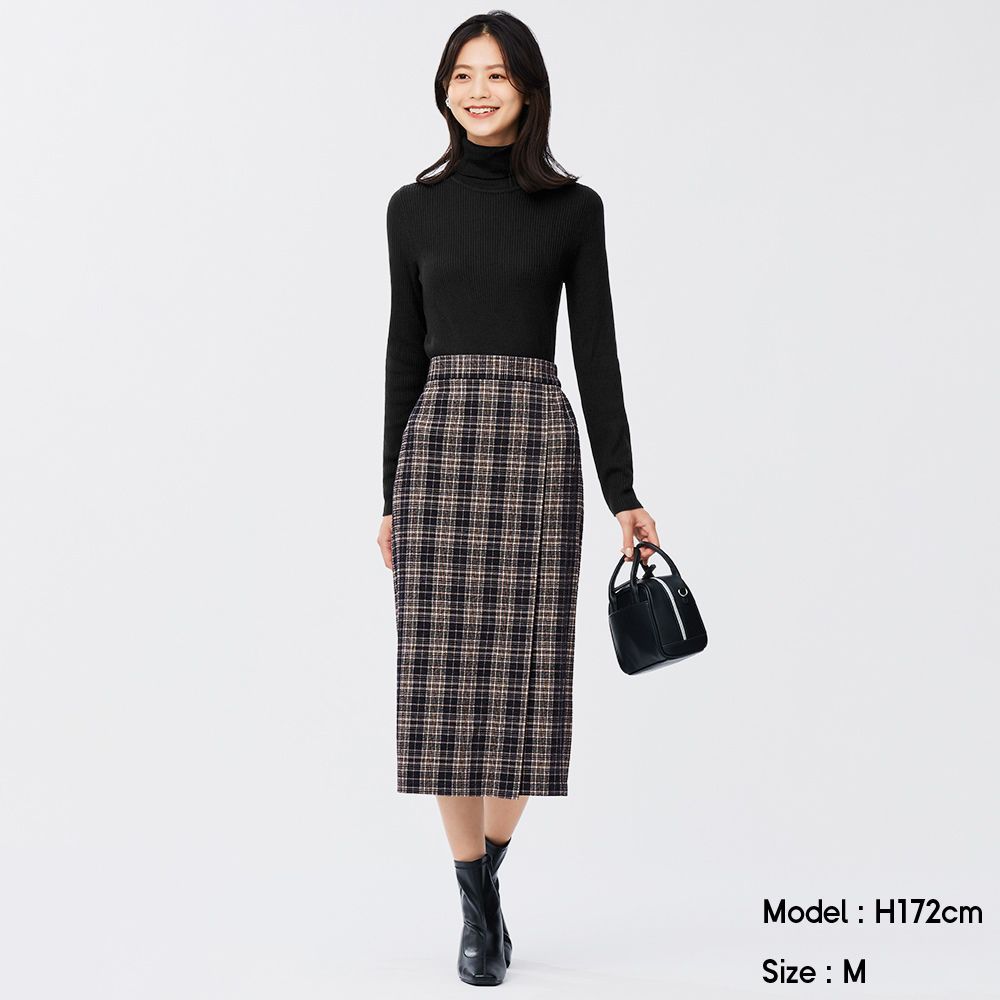 Checked narrow midi skirt $179