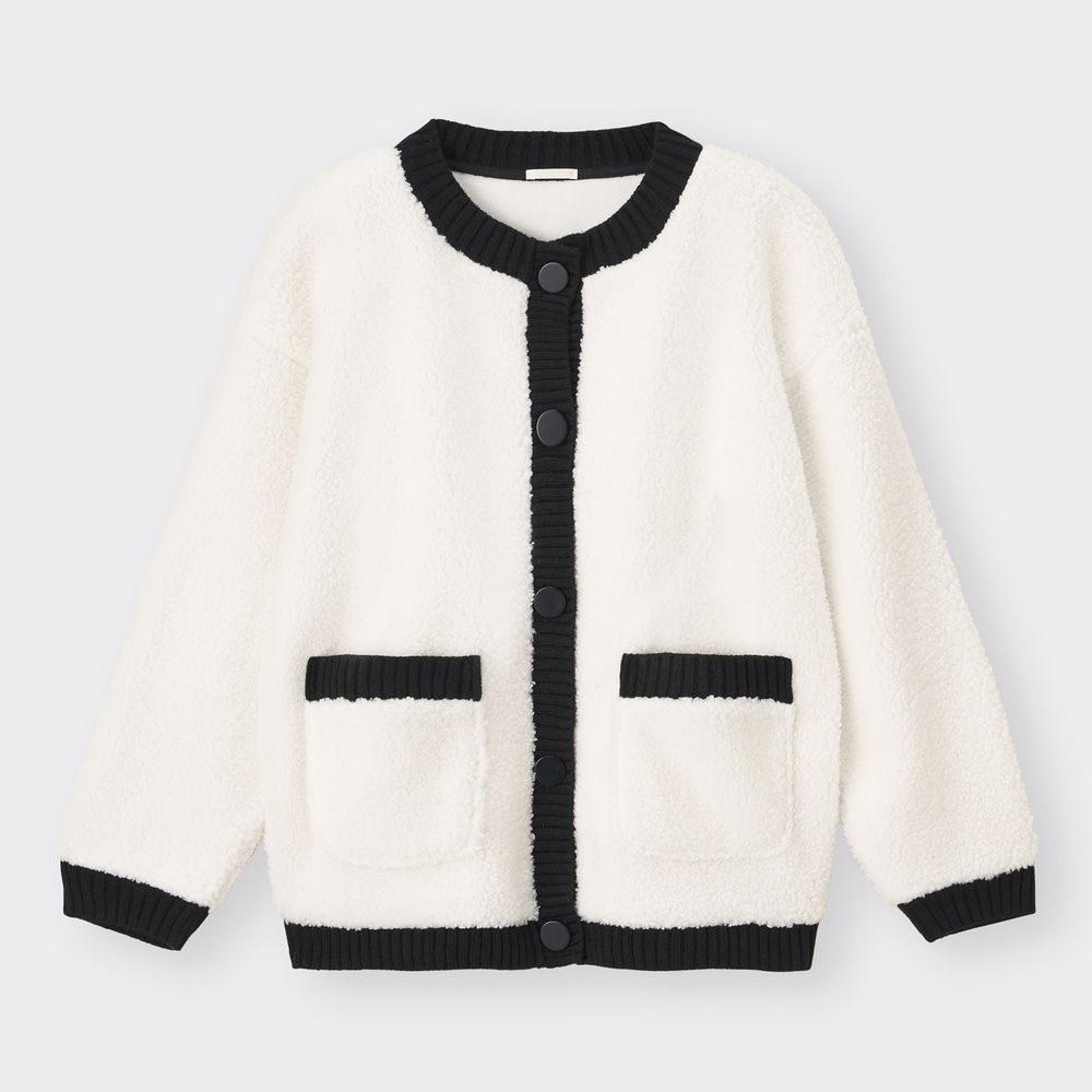 Bi-color faux shearling fleece jacket $249