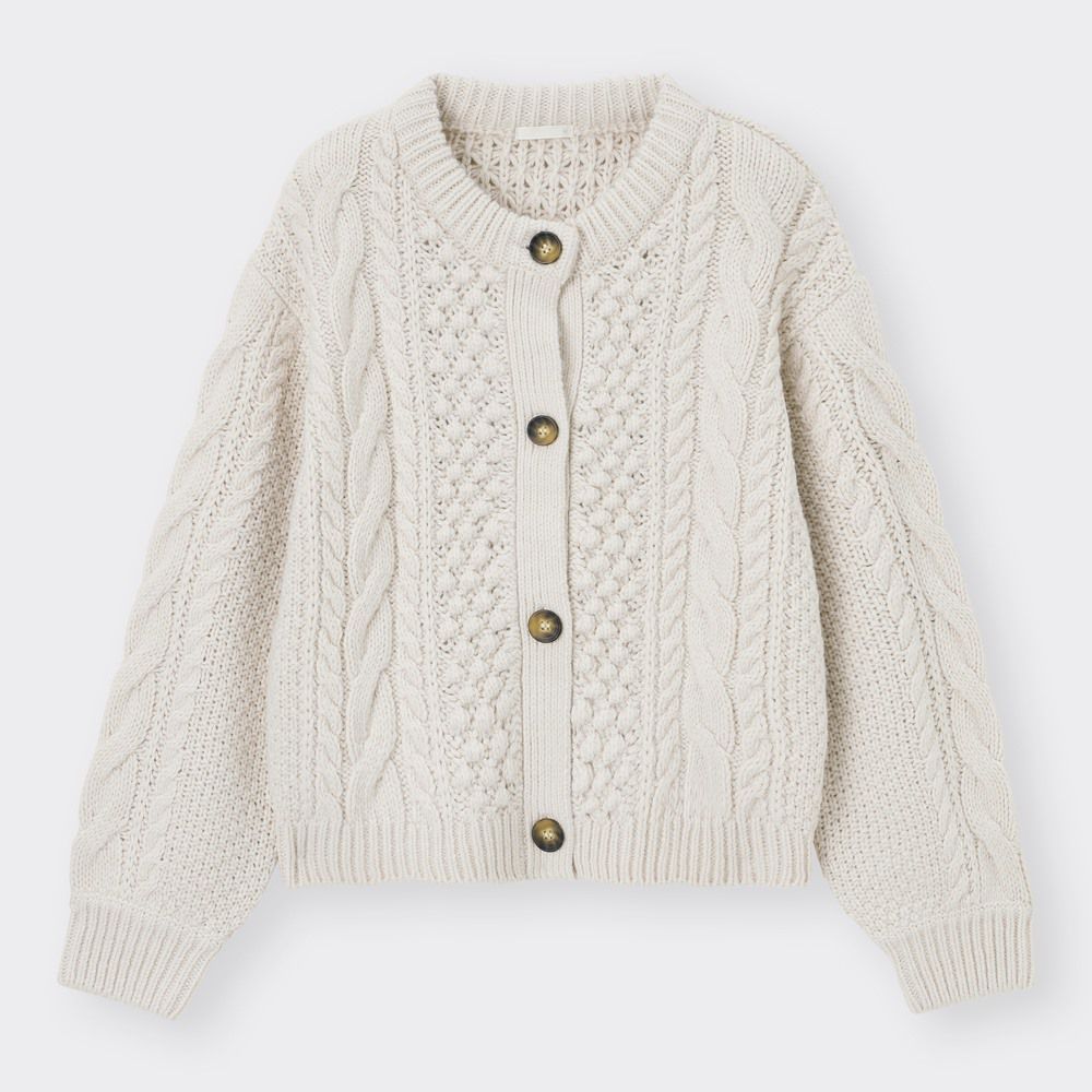 Cable cropped cardigan $199