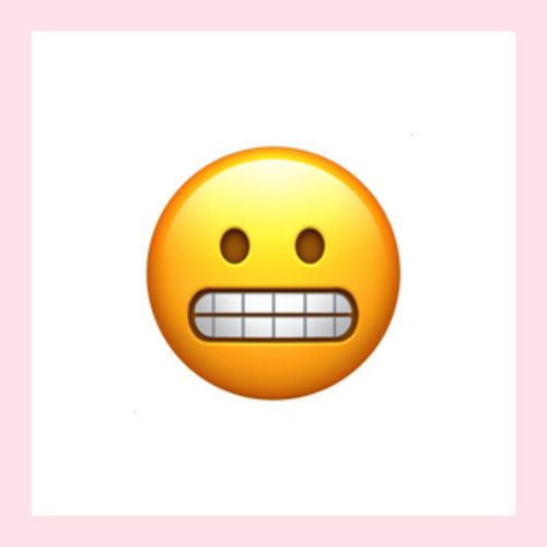 5. 做鬼臉Emoji；grimacing face。 做鬼臉露齒笑臉，一般用於表示擔心、尷尬，當對話題表示不滿時也會用上。