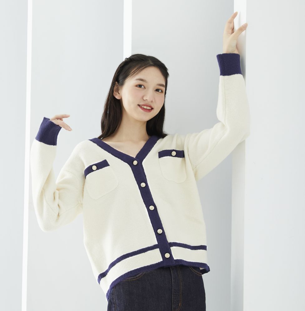 Puffy Touch Bi-Color Cardigan｜HK$199