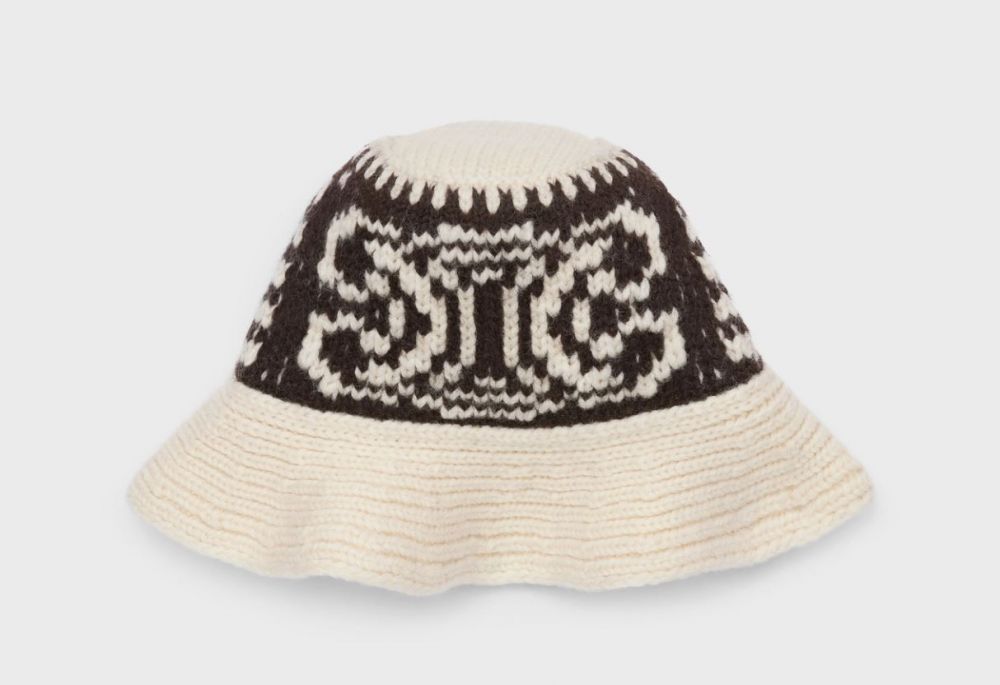 “TRIOMPHE” BUCKET HAT IN WOOL OFF WHITE / BROWN 375 USD