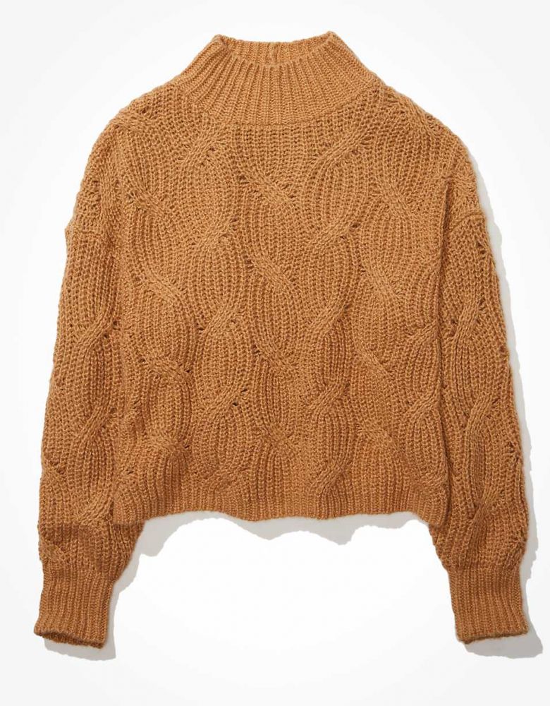 AE Cable Knit Mock Neck Sweater HK$590