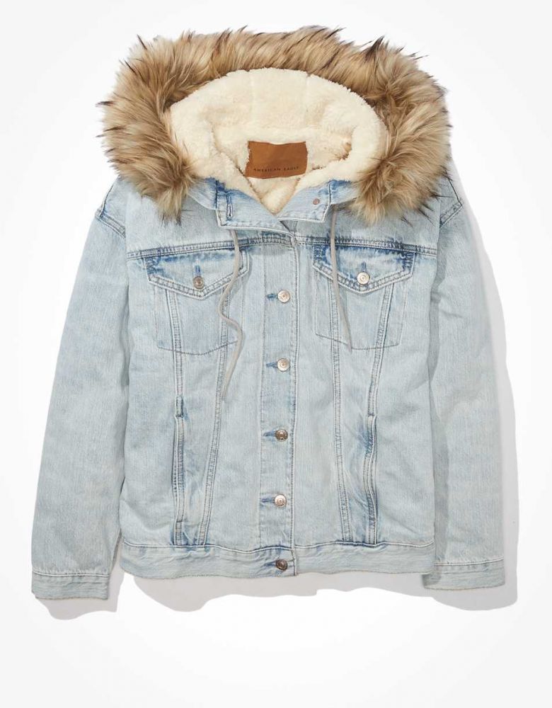 AE Fur-Lined Hood Denim Jacket HK$990
