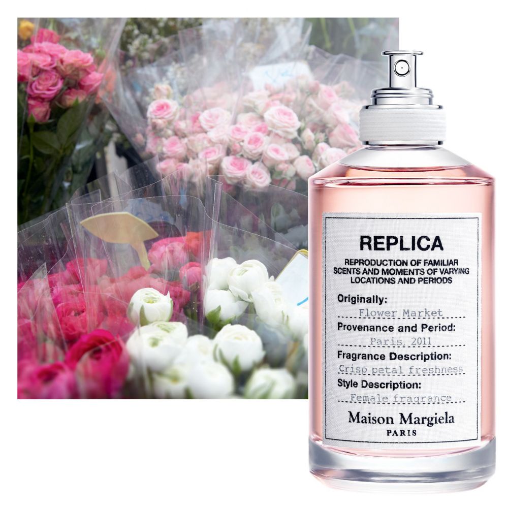 玫瑰香水推薦9：Maison Margiela  FLOWER MARKET 花卉市場 售價 HK$1150 | 容量 100ml。前調-綠葉，小蒼蘭，森巴茉莉；中調-埃及茉莉，晚香玉，格拉斯玫瑰；後調-桃，雪松木，橡苔。