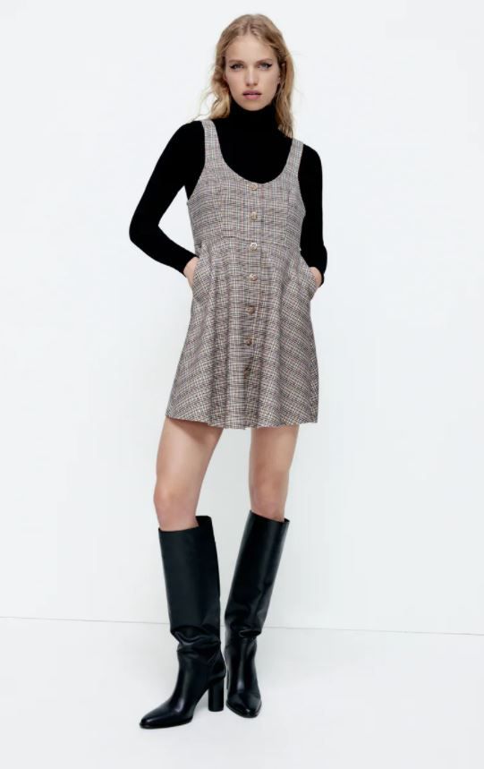 FAUX SUEDE CHECKED DRESS 原價HKD 359.00 現價 HKD 229.00（-35%）