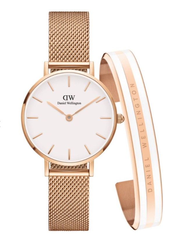 Gift Set - Petite Melrose 28mm Watch for women + Emalie Bracelet Satin White Rose Gold Small｜原價HK$1,860｜現售HK$1,302