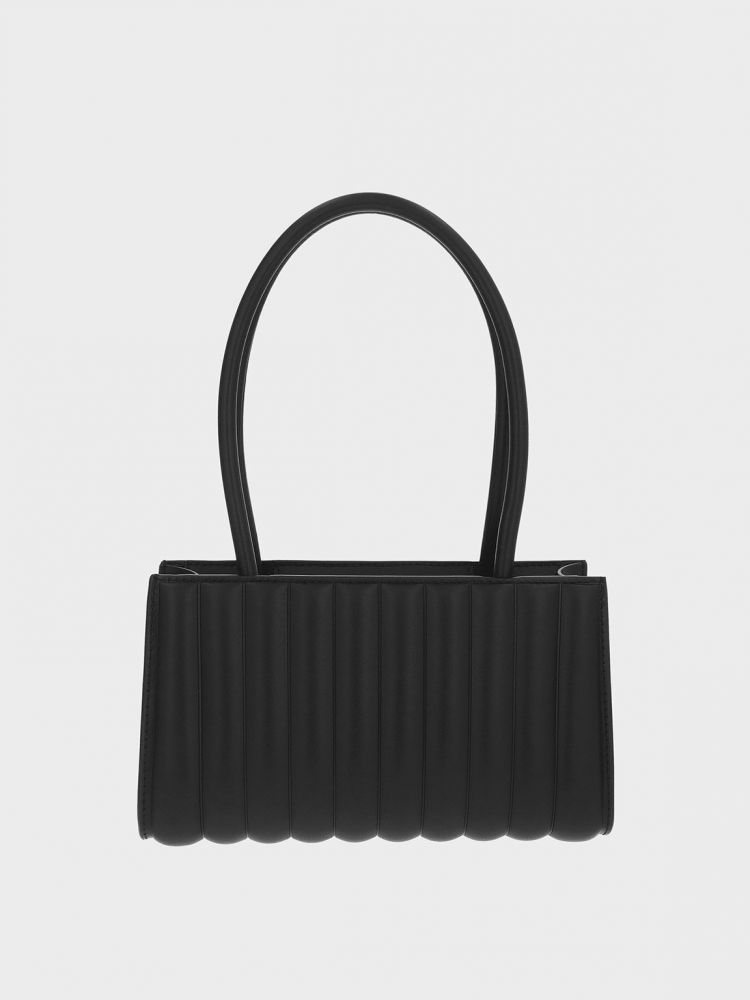 直條衍縫托特包 - 黑色 售價HK$499
