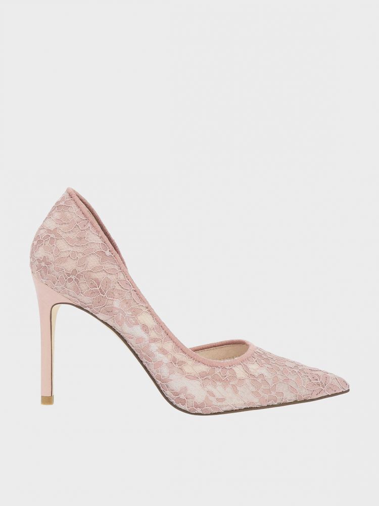 蕾絲尖頭高跟鞋 - 粉紅色 售價HK$499