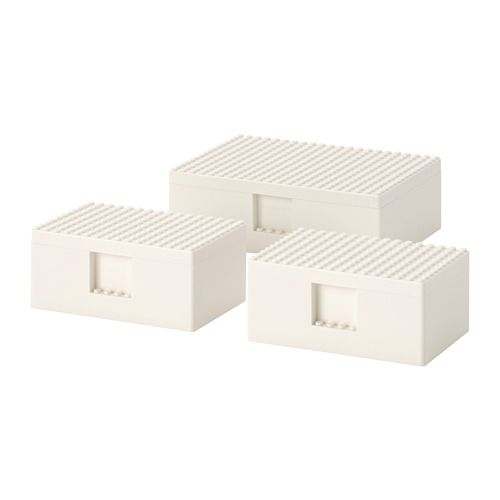BYGGLEK 樂高®連蓋貯物盒 3件套裝, 白色 | 原價 HK$ 169.9 | 現售 HK$ 129