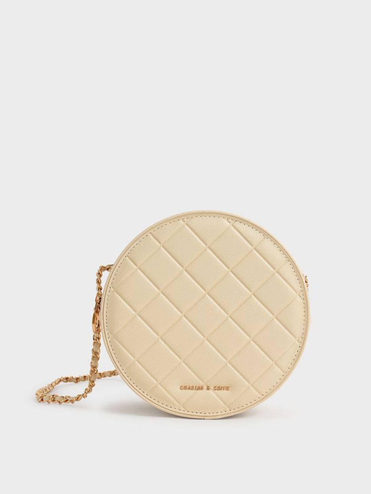 菱格圓形斜背包｜HK $539