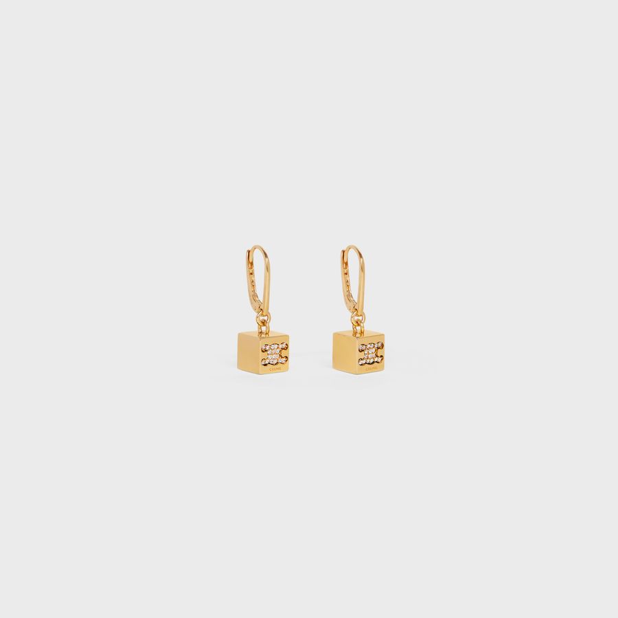 金色黃銅及水晶TRIOMPHE CUBE耳環 金色飾面 HK$ 5,300