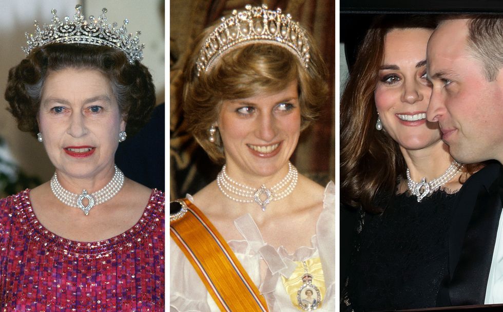 作為英女王最愛的珍珠首飾之一，這款珍珠項鍊是英女王在1980年代訪問日本時，被贈予的珍貴養殖珍珠所製作而成。中央鑲有鑽石表扣，設計華麗而優雅。對於菲利普親王來說，六月是他的生日月，六月的生日石正是珍珠。因此，這條珍珠項鍊一直是英女王的藏品。