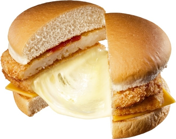 日本LOTTERIA最新推出～超長拉絲芝士漢堡！