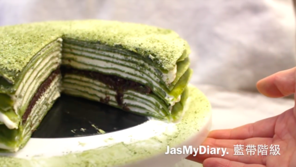 淡淡抹茶香味 抹茶紅豆千層蛋糕