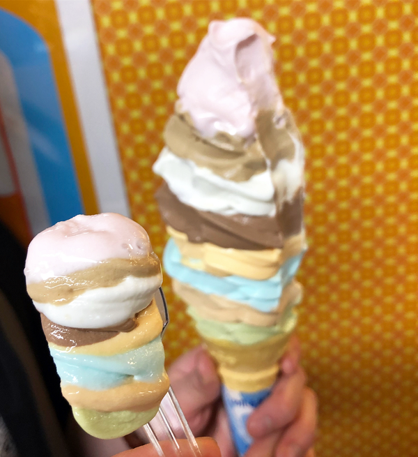 【日本美食】日本東京人氣40cm巨型彩虹雪糕　一次嘆勻8款口味