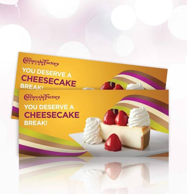 【甜品優惠】The Cheesecake Factory一個月限時優惠 尖沙咀店芝士蛋糕禮券買二送一