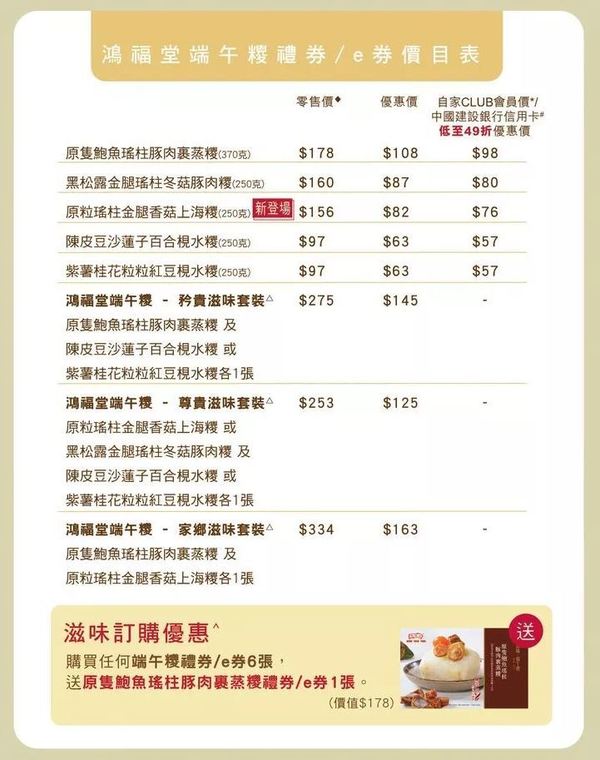 【端午節2019】鴻福堂推出一系列無添加端午粽 指定日子前購買禮券低至半價