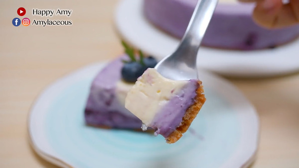 【蛋糕食譜】三色漸變打卡甜品食譜　免焗藍莓芝士蛋糕