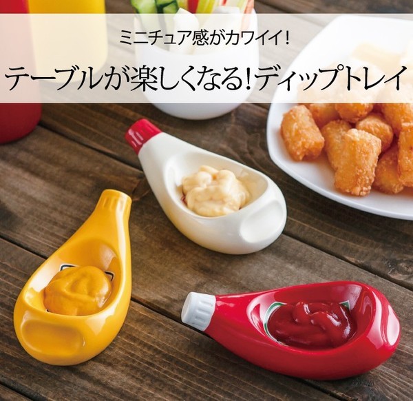 【廚具用品】日本樂天市場Rakuten可愛廚具精品  茄汁／芥末醬造型陶瓷豉油碟