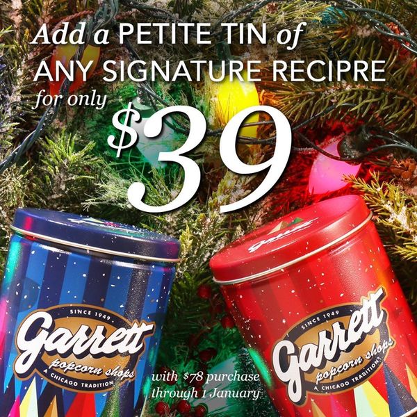 【甜品優惠】Garrett Popcorn聖誕限時優惠 買大紙包爆谷可4折換購迷你罐裝爆谷