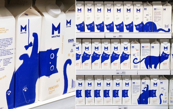 【俄羅斯藍貓】俄羅斯乳製品公司推出新包裝　合併牛奶盒出現可愛藍貓